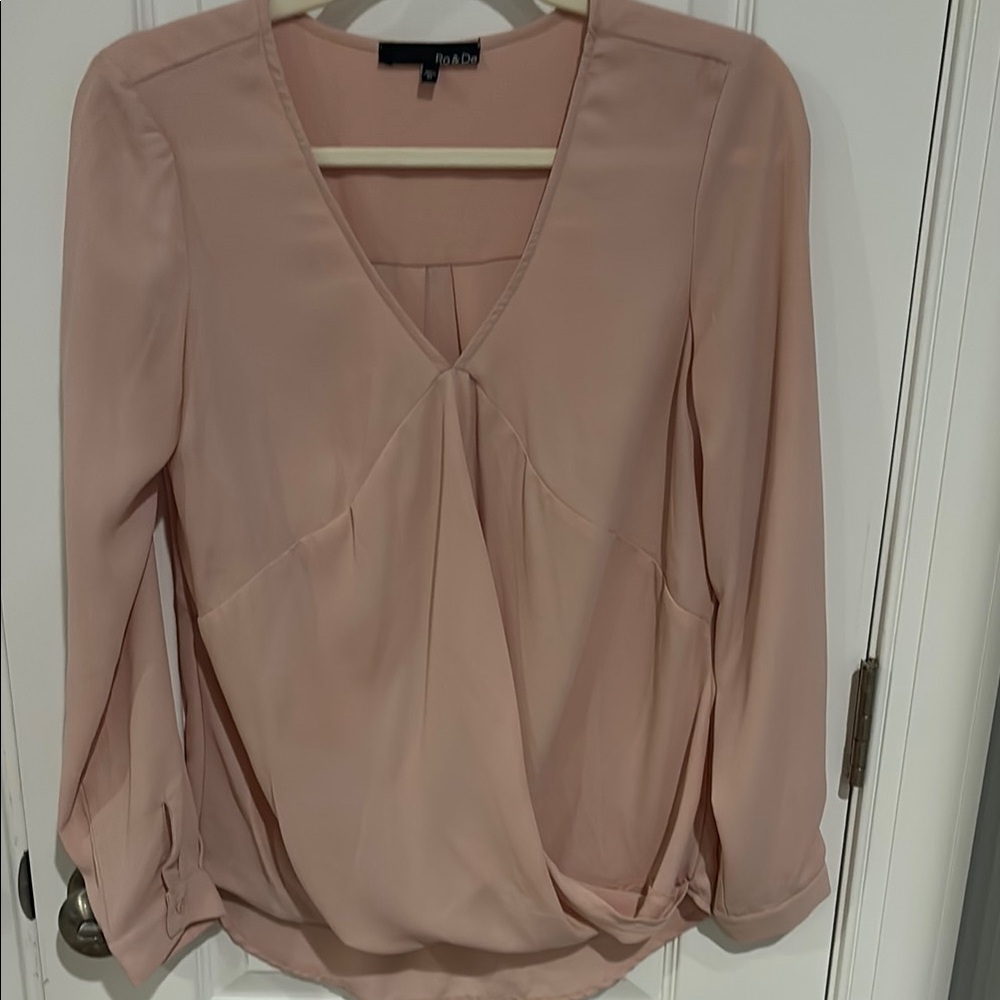 Ro & De Pink Wrap Blouse with 3/4 Sleeves